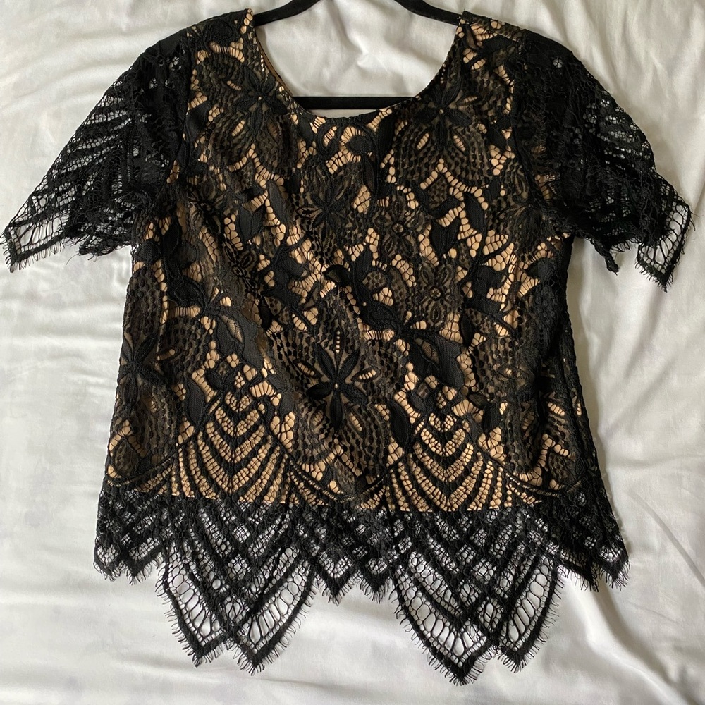 EXPRESS BLACK LACE OVERLAY TOP - Size Small